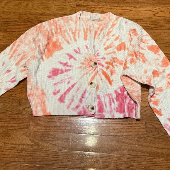 Line & Dot Pink and Orange Tie-Dye Cardigan - Picture 1 of 2